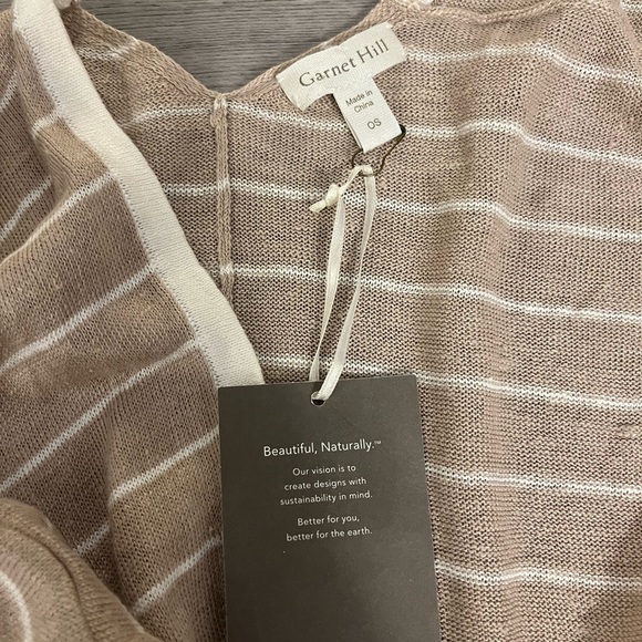 NWT Garnet Hill Brown and cream striped 100% linen Shawl Duster Cardigan - Picture 5 of 7